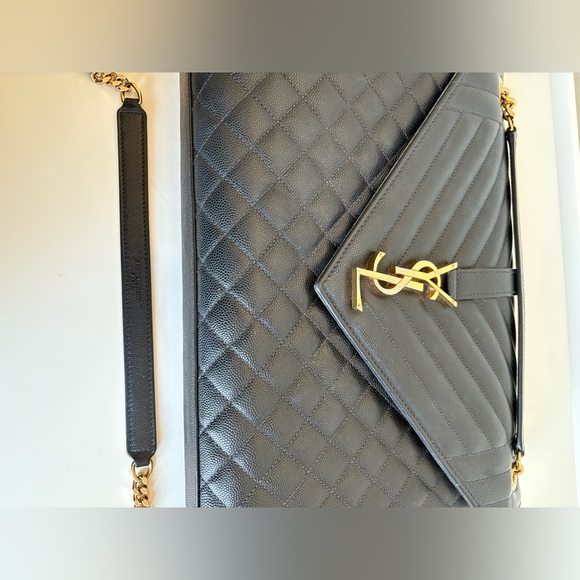 Saint Laurent Envelope Triquilt Large YSL Shoulder Bag in Grained Leather - Picture 6 of 13